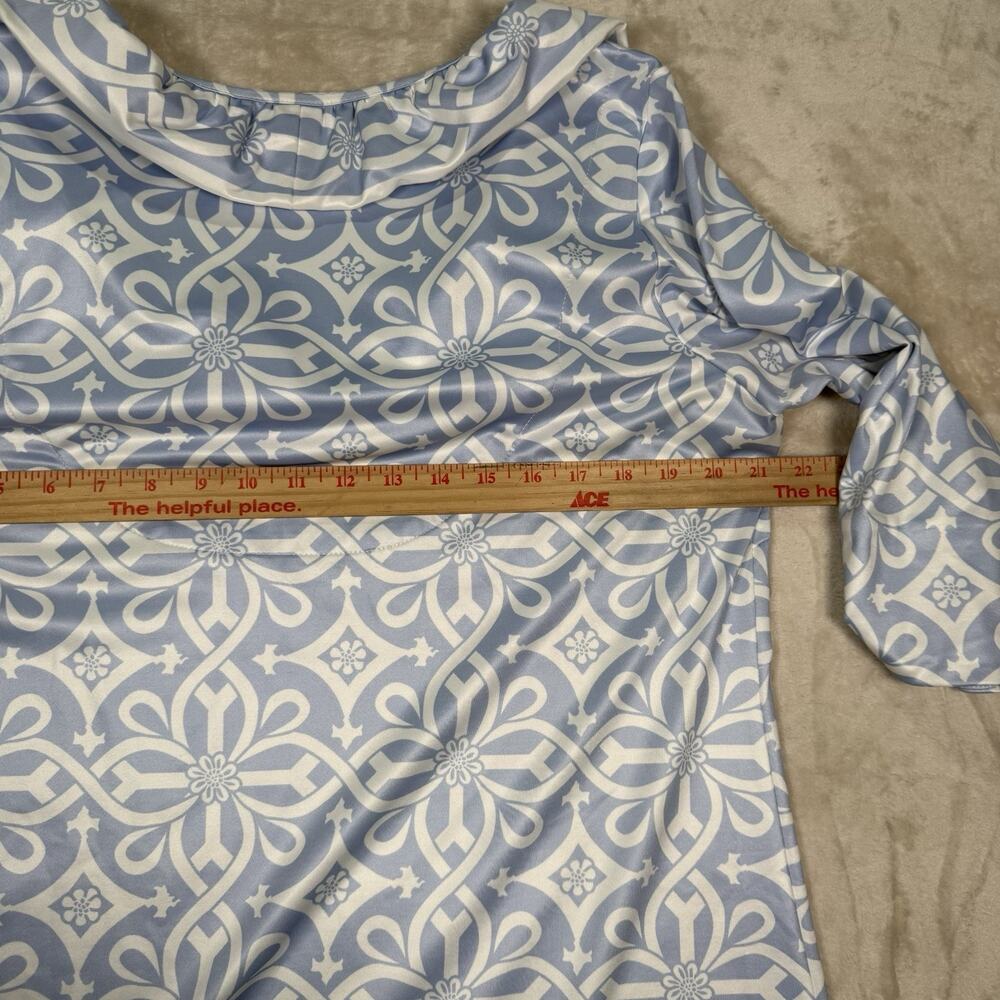 Gretchen Scott Designs Light Blue and White Printed Midi Dress - Picture 7 of 8